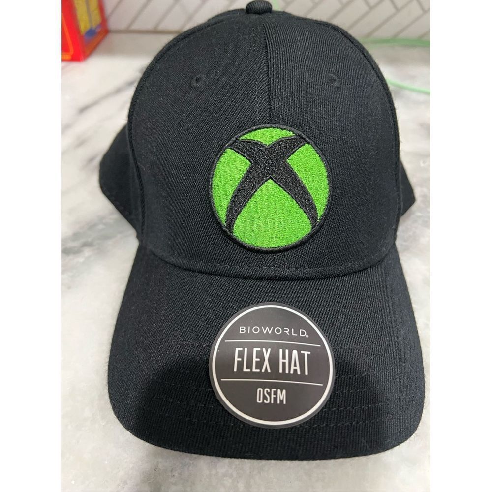Xbox Hat Cap Mens Fitted Black Green Microsoft Video Game Promo Console Gaming - Picture 7 of 7